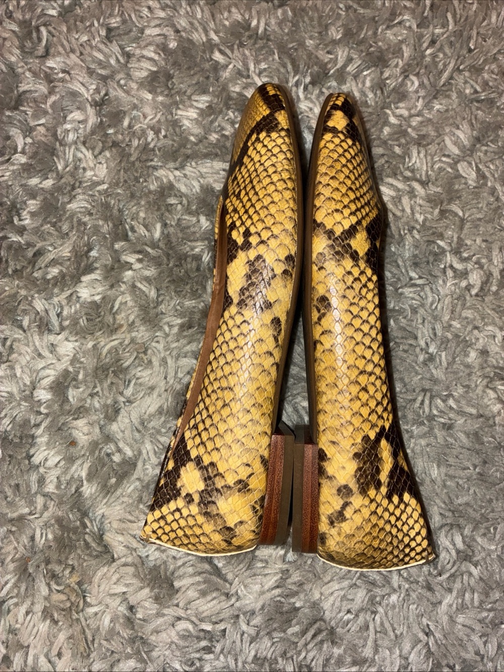 Frye Yellow & Brown Snake-Print Ballet Flats - Picture 6 of 7